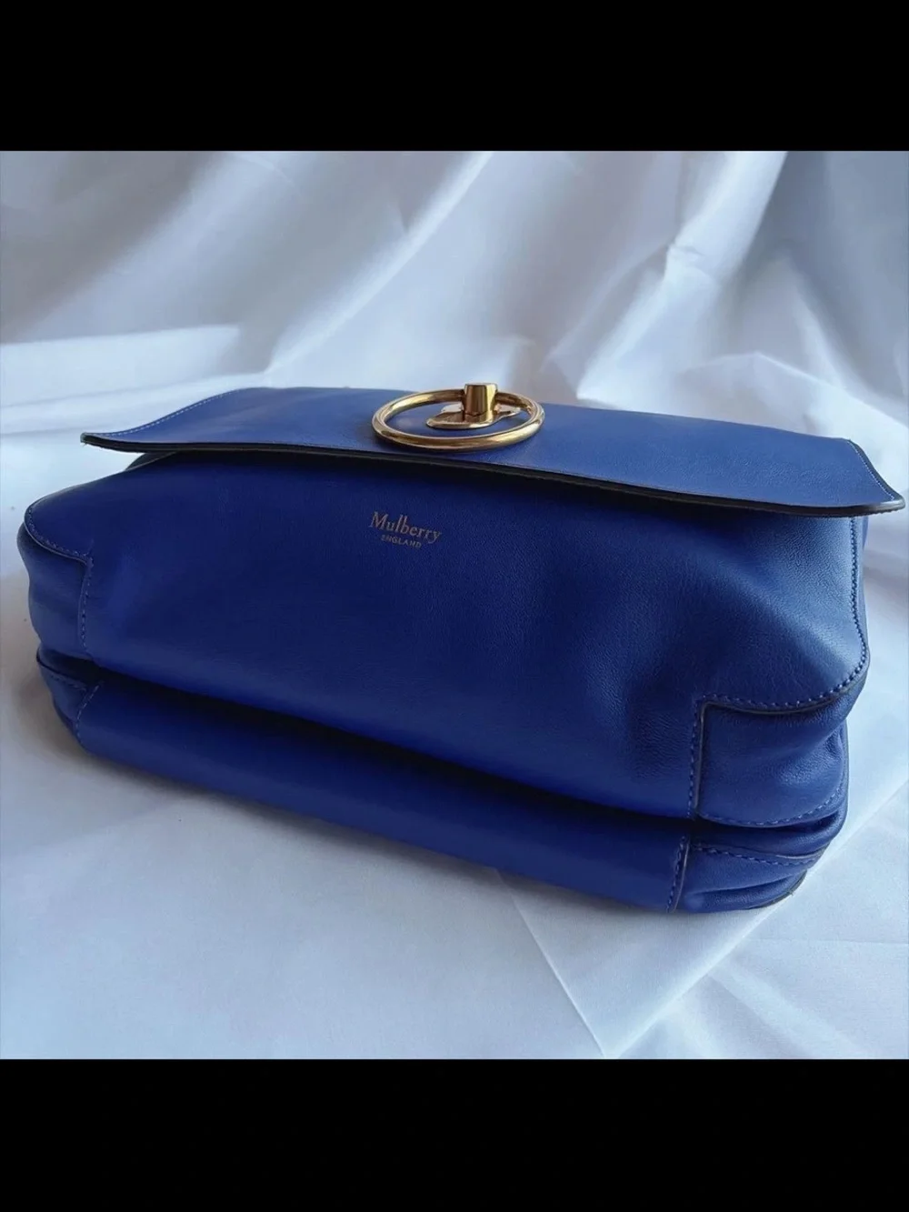 Mulberry Cobalt Blue Leather Shoulder Bag with Gold Hardware